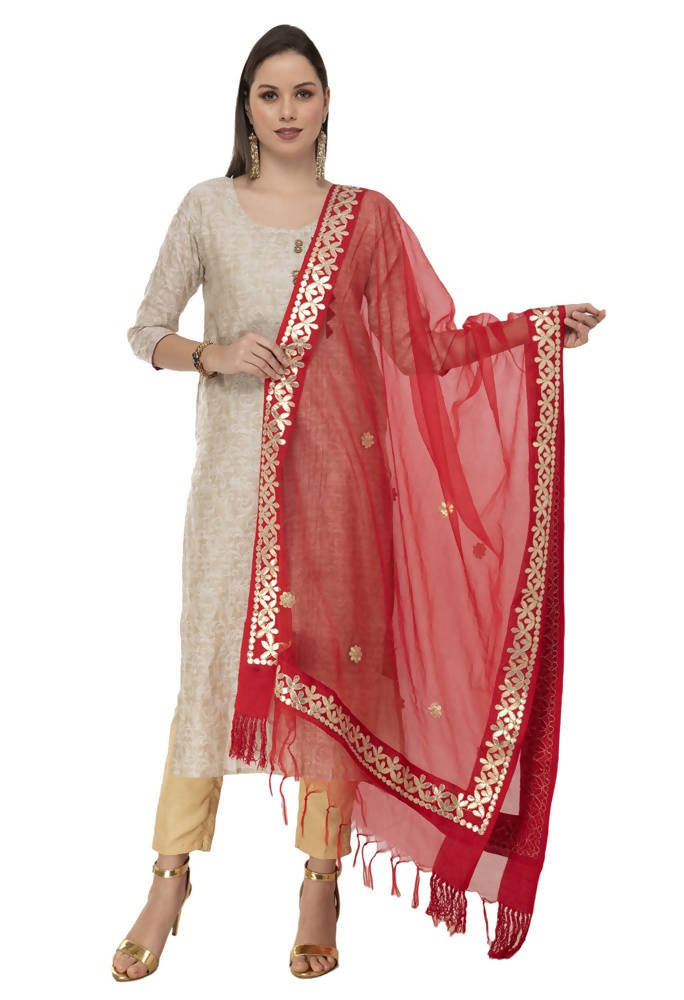 Mominos Fashion Red Orgenza Gotta Patti Dupatta | Grab2Buy