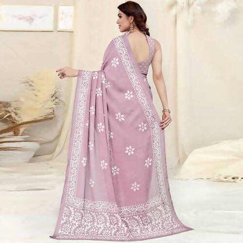 Women's Partywear Designer Pink Chinon Shiffon Fancy Saree - Dyuti | Grab2Buy