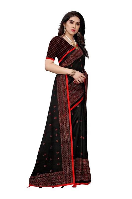 Vamika Black Jute Silk Embelished Saree (HOLIKA BLACK) | Grab2Buy