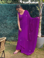 Partywear Designer Purple Georgette Palazzo Suit - Anbazaar | Grab2Buy