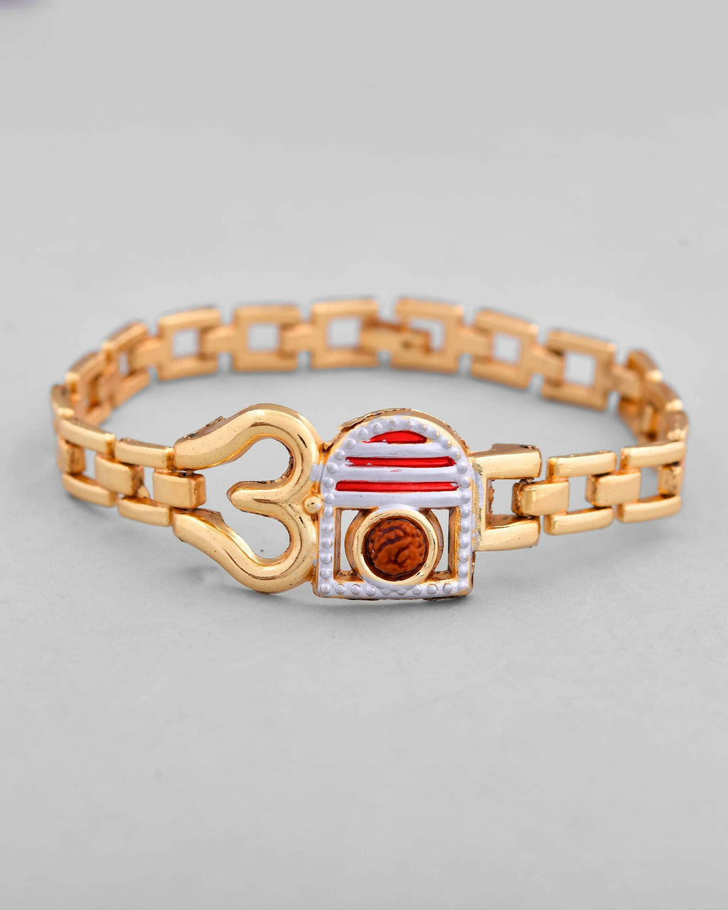 VOJ Gold-Polished Rudraksh Om Bracelet | Grab2Buy