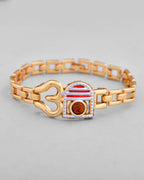 VOJ Gold-Polished Rudraksh Om Bracelet | Grab2Buy