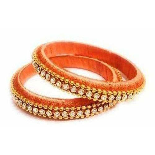 Orange Color with White Stones - Set of 2 Bangles | Grab2Buy