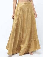 Cheera Golden Color Silk Blend Long Skirt | Grab2Buy