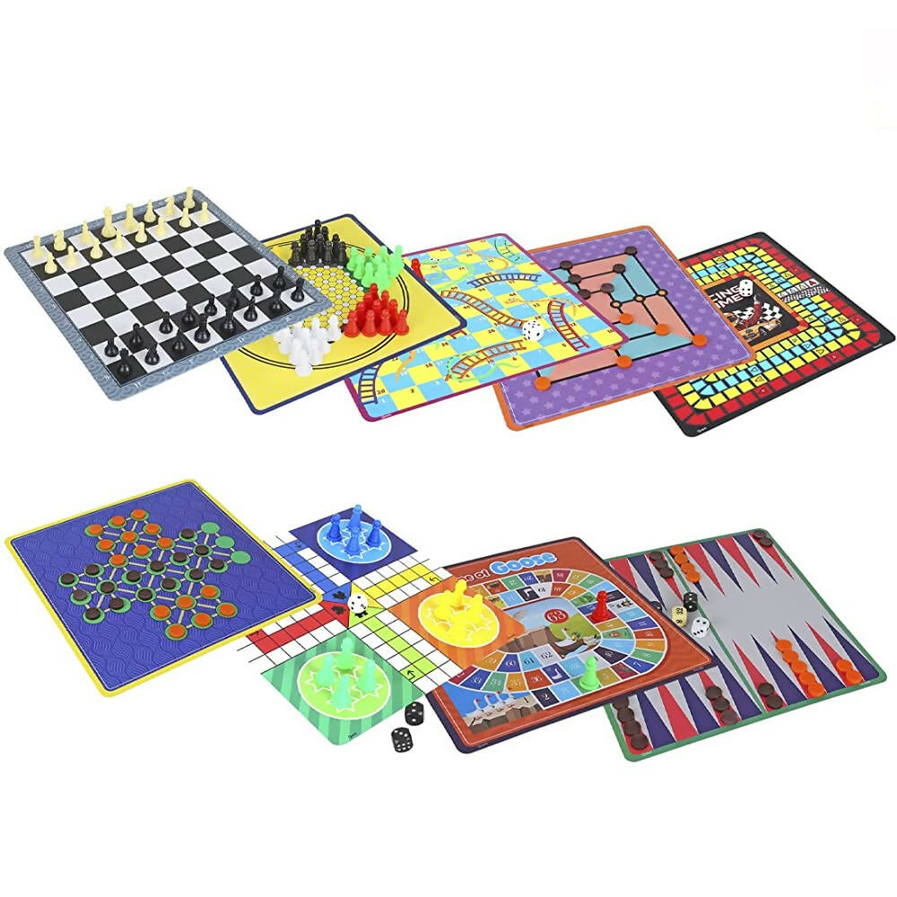 Skoodle Quest Centurion 5 Double Sided 100 Classic Family Board Games Collection 3D Box for Adults & Kids Chess, Ludo, Checkers & More - Age 3+Years | Grab2Buy
