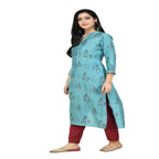 Lagi Women's Turquoise Blue Printed Straight Kurta & Pant (MC41A) | Grab2Buy