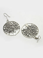NVR Women's Silver-Toned Circular Shape German Silver Oxidised Drop Earrings | Grab2Buy