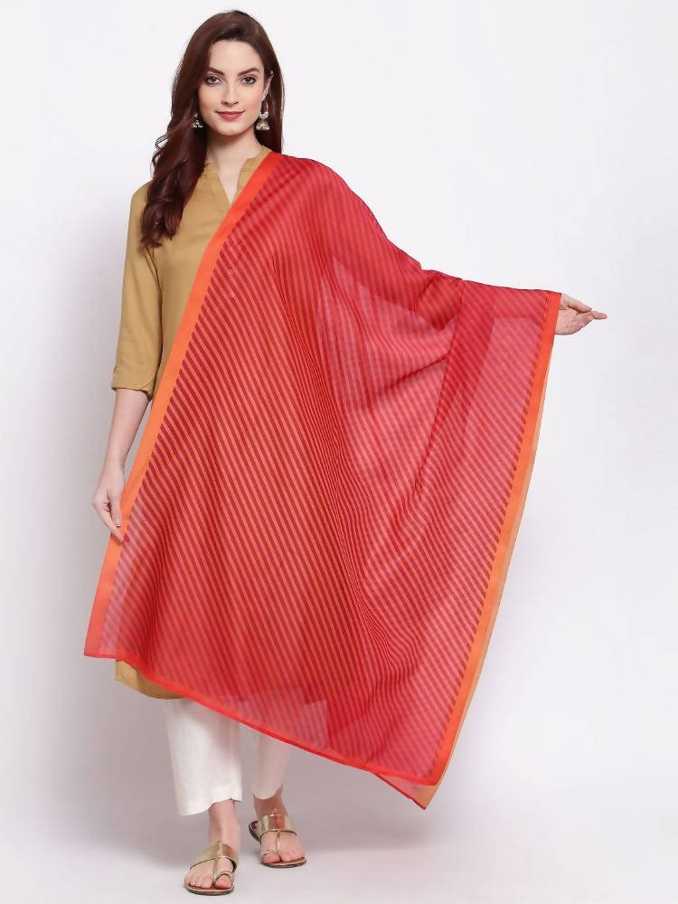 Myshka Women's Beautiful Red Cotton Silk Printed Casual Traditional Dupatta | Grab2Buy
