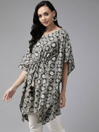 Yufta Women Black & Beige Printed Kaftan Kurta | Grab2Buy