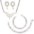 AanyaCentric Gold-Polished Mangalsutra Pendant Earring Set & Silver Plated Anklet | Grab2Buy
