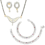 AanyaCentric Gold-Polished Mangalsutra Pendant Earring Set & Silver Plated Anklet | Grab2Buy