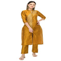 Lagi Women's Mustard Poly silk Straight Embroidred Kurta & Pant (RO115C) | Grab2Buy