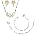 AanyaCentric Gold-Polished Mangalsutra Pendant Earring Set & Silver Plated Anklet | Grab2Buy