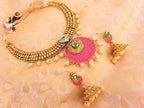 Latest Multicolor Antique Necklace Set with Pearl Drops | Grab2Buy