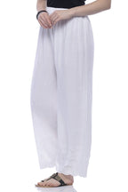 Mominos Fashion Rayon Cotton White Embroidery Chikan Palazzo | Grab2Buy