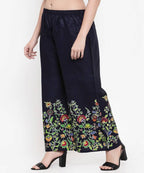 Mominos Fashion Navy Blue Floral Design Palazzo | Grab2Buy