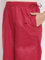 Myshka Women's Beautiful Maroon Cotton Solid Casual Palazzo | Grab2Buy