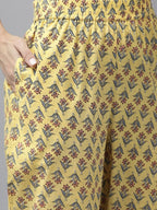 Yufta Yellow printed kurta with Palazzo & Dupatta Set | Grab2Buy