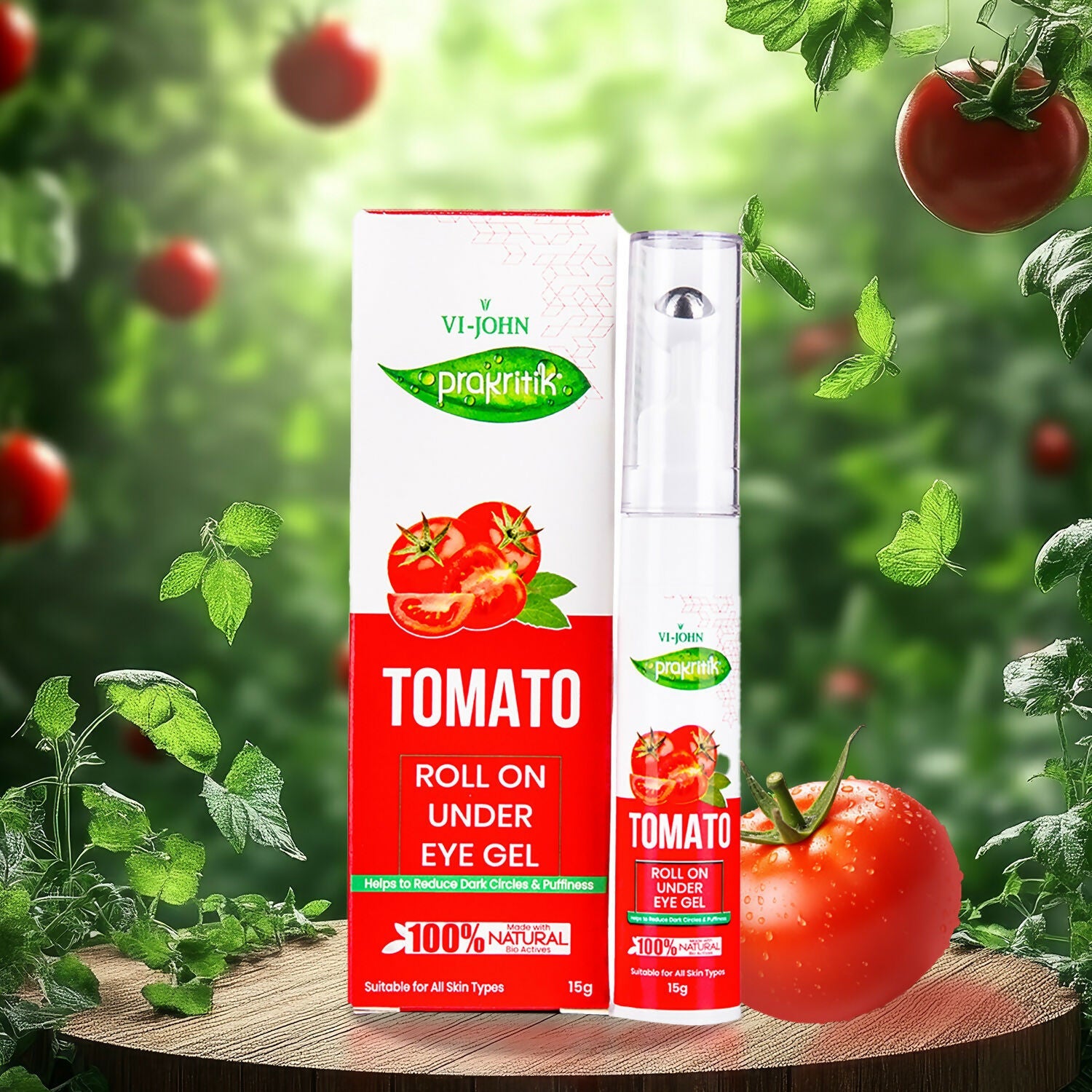 VI-JOHN Prakritik Tomato Under Eye Gel, Reduces Dark Circles, Puffiness,Fine Lines 100% Bioactives | Grab2Buy