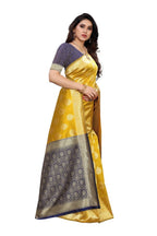 Vamika Banarasi Jacquard Weaving Yellow Saree (Dangal Yellow) | Grab2Buy