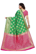 Vamika Banarasi Jacquard Weaving Green Saree (Dangal Green) | Grab2Buy