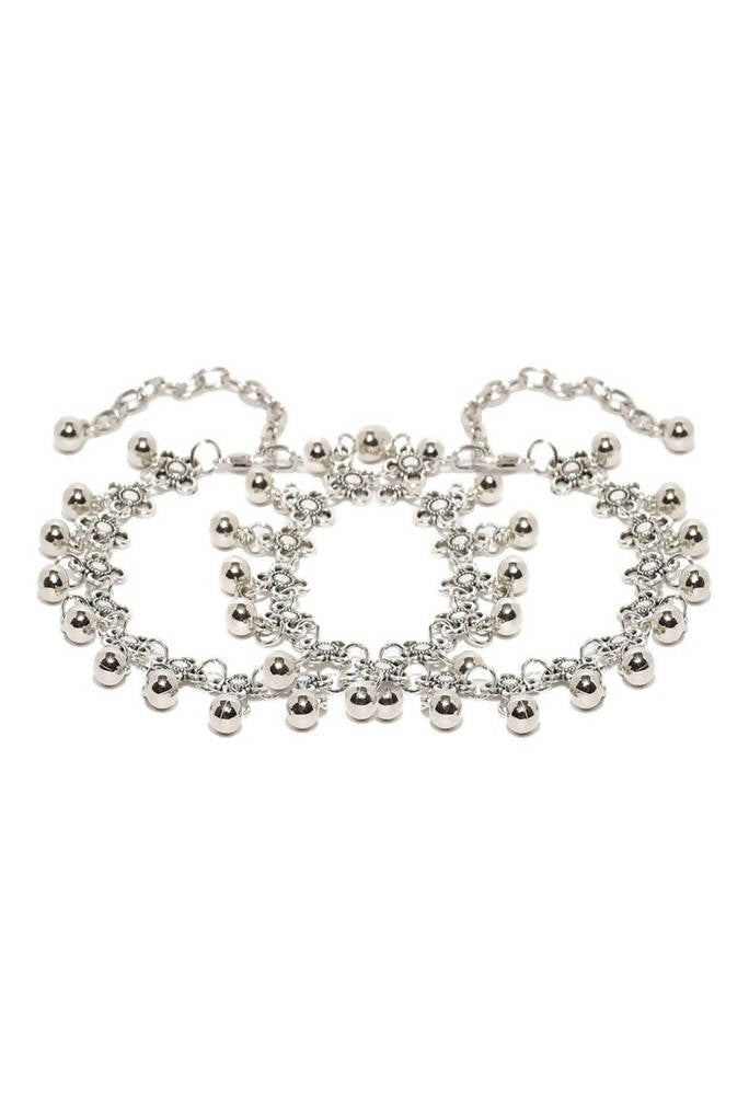 Mominos Fashion Kamal Johar Oxidised Silver Adjustable Anklets | Grab2Buy