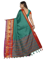 Vamika Banarasi Silk Rama Green Weaving Saree | Grab2Buy
