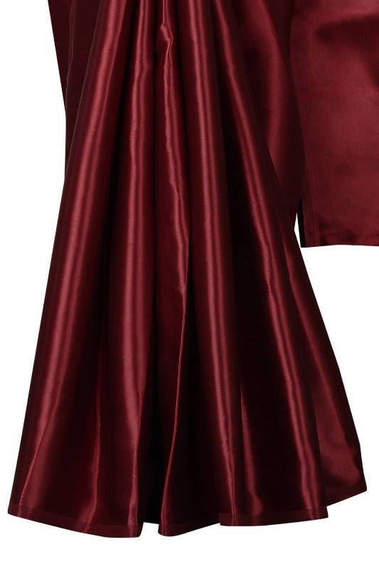 Vamika Maroon Satin Designer Saree (PAVITRA MAROON) | Grab2Buy