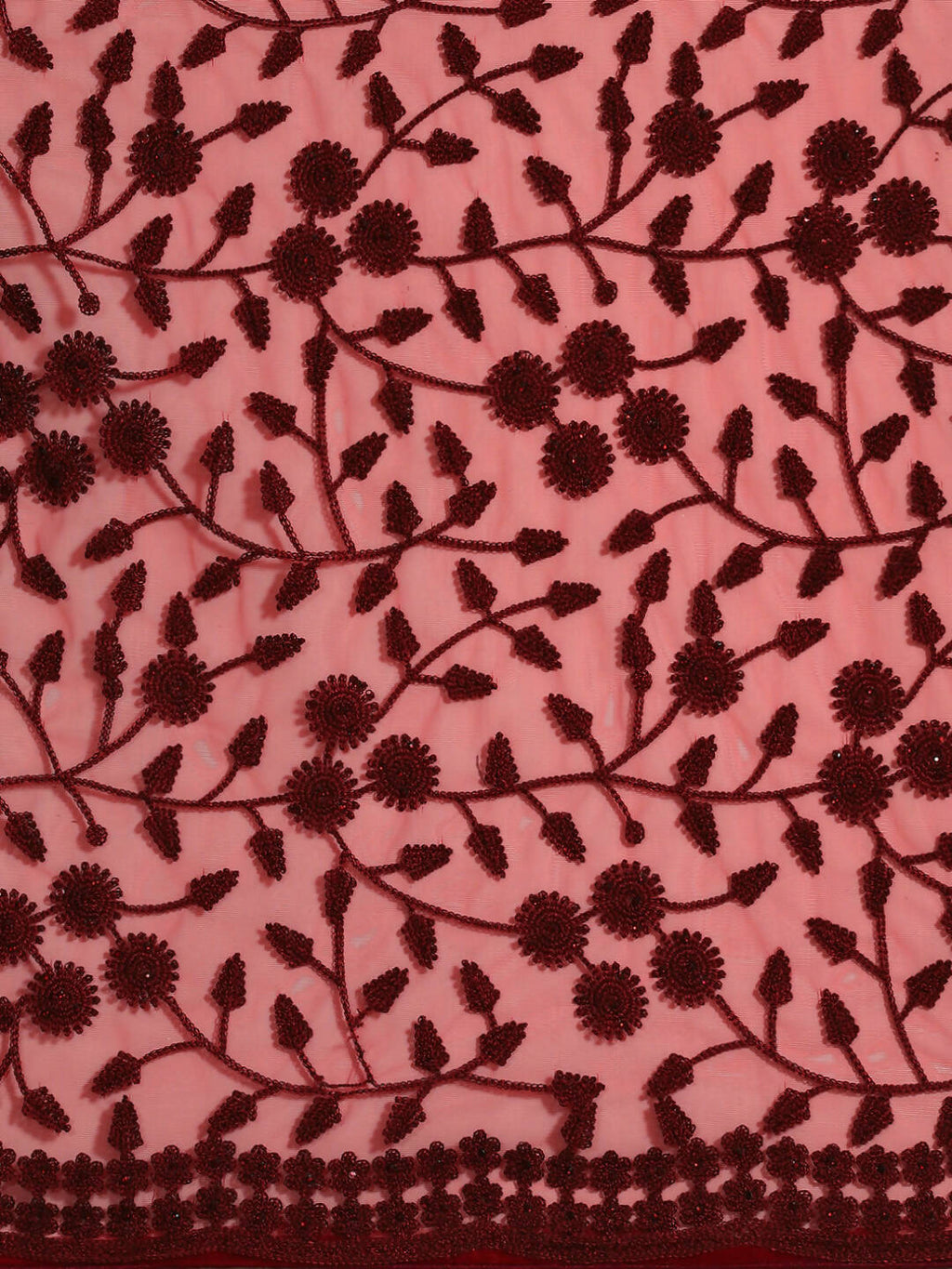 Maroon Woven Design Net Saree with Blouse Piece - Kalamkari | Grab2Buy