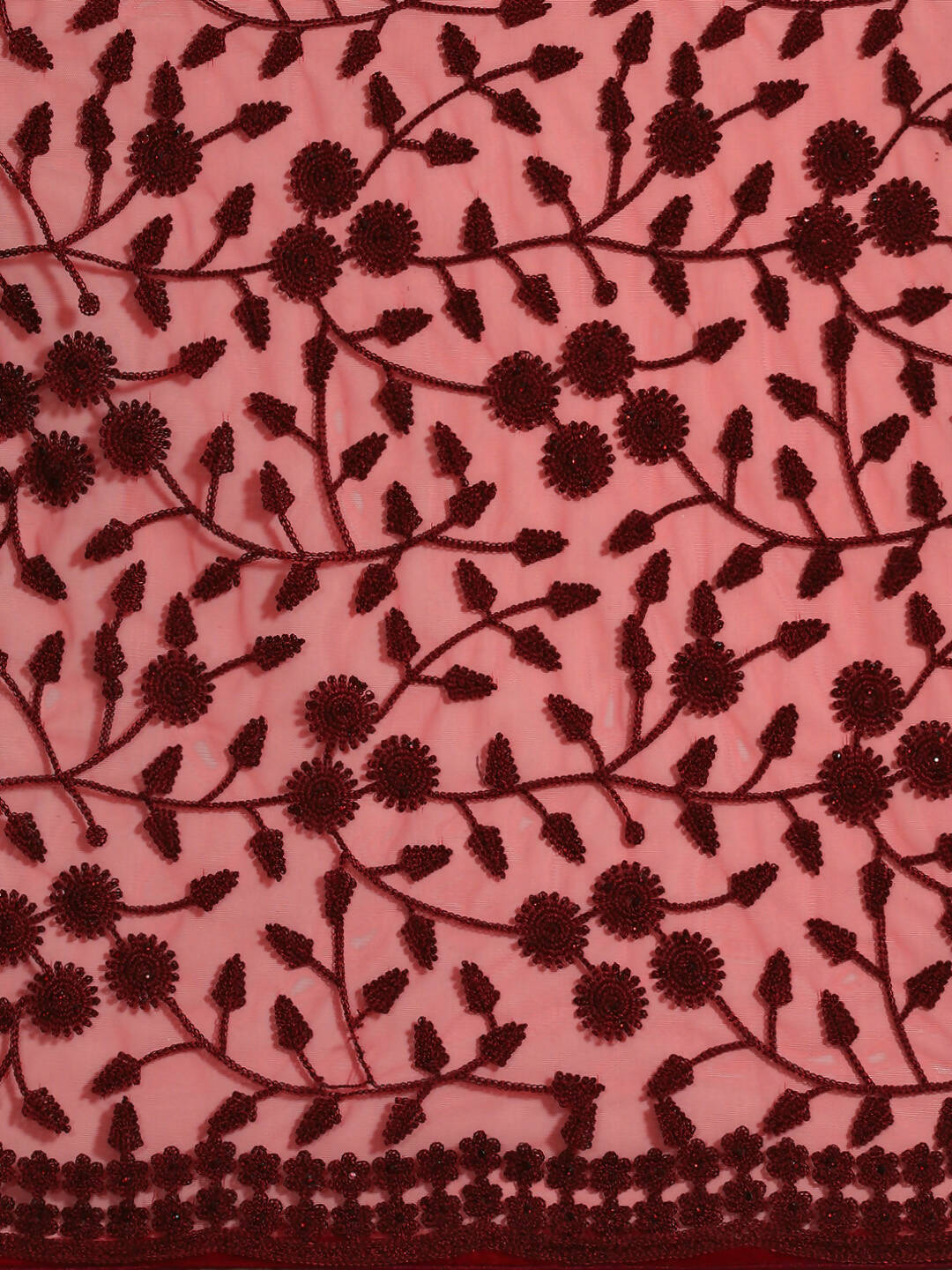 Maroon Woven Design Net Saree with Blouse Piece - Kalamkari | Grab2Buy