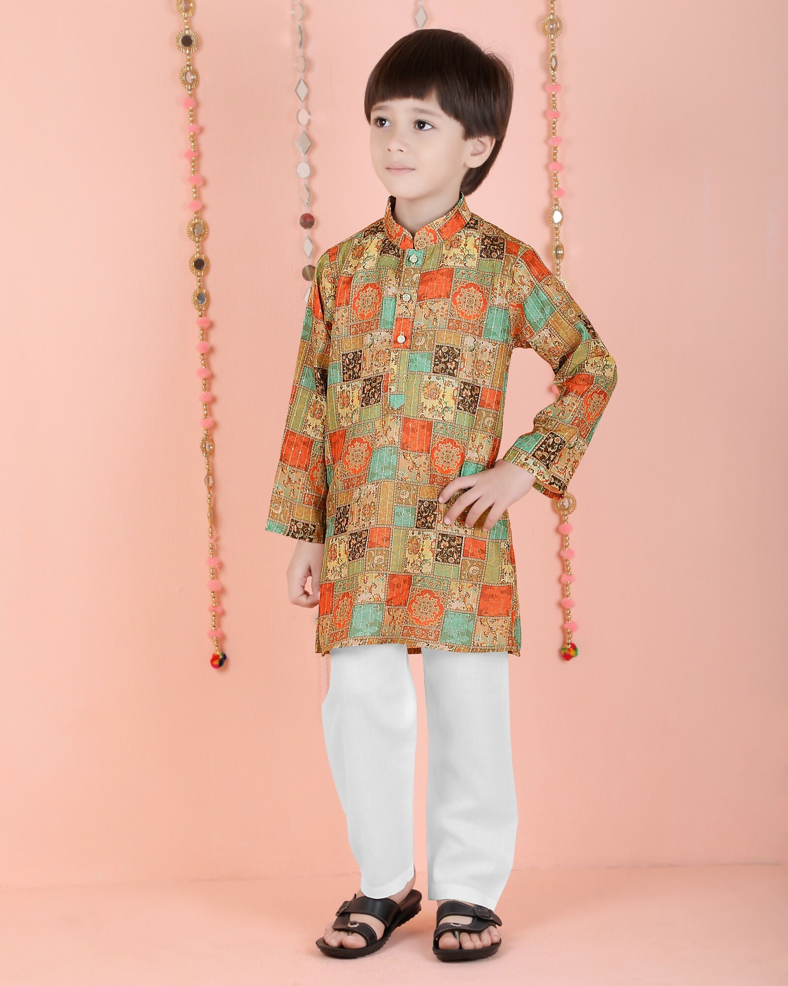 Joban Fashion Kids Island Cotton Full Sleeves Printed Kurta and Pyjama- Multi | Grab2Buy