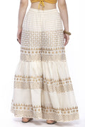 Mominos Fashion Cotton Off White Gold Print With Gota Sharara | Grab2Buy