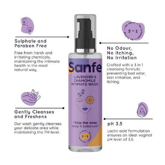 Sanfe Lavender & Chamomile 3 In 1 Intimate Wash | Grab2Buy