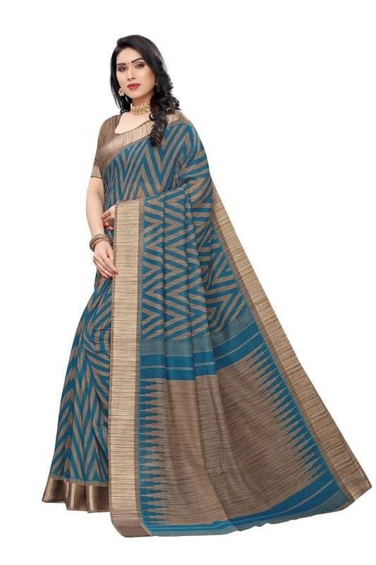 Vamika Rama Green Linen Designer Saree (BEE RAMA) | Grab2Buy