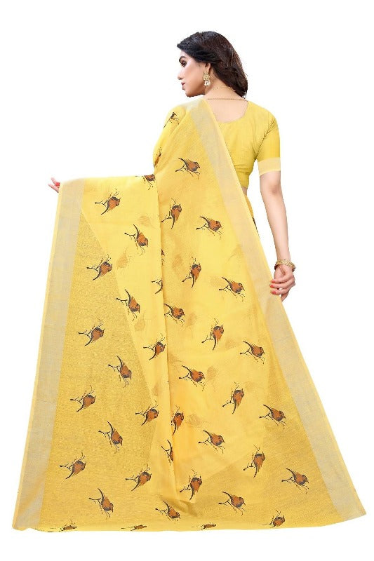 Vamika Yellow Chanderi Designer Saree (SERIN YELLOW) | Grab2Buy