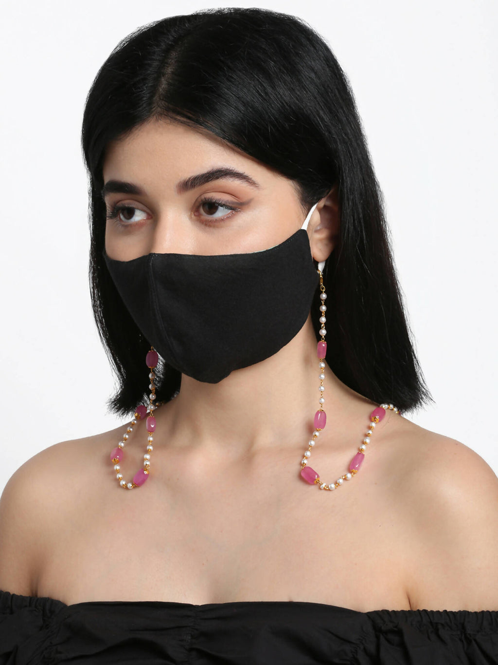 Stone And Gold-Polished Mask Chain - Ruby Raang | Grab2Buy