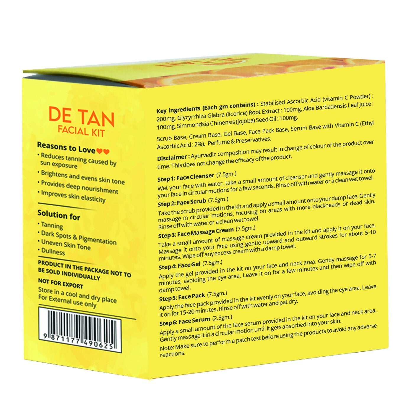 Globus Naturals De-Tan 6 Step Facial Kit | Grab2Buy