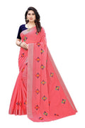 Vamika Chanderi Cotton Embroidery Red Saree (Dixa Red) | Grab2Buy