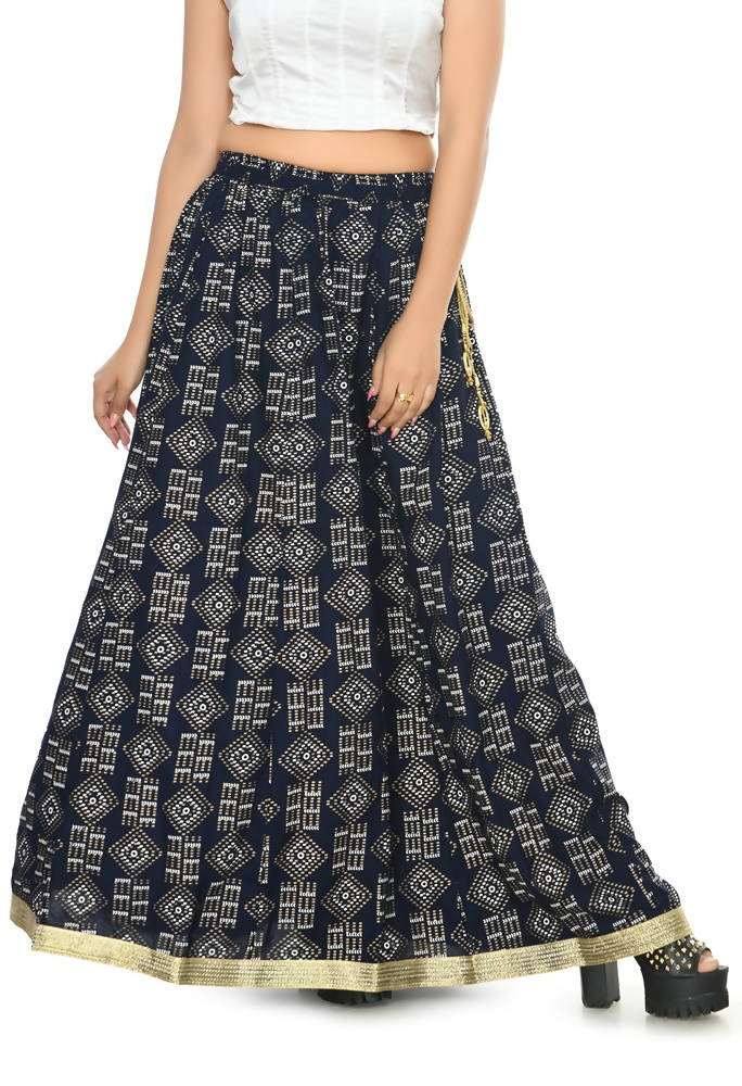Mominos Fashion Moeza Cotton Navy Blue Printed Lehenga (Lancha) | Grab2Buy