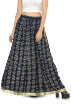 Mominos Fashion Moeza Cotton Navy Blue Printed Lehenga (Lancha) | Grab2Buy