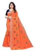 Vamika Chanderi Cotton Embroidery Orange Saree (Dixa Orange) | Grab2Buy