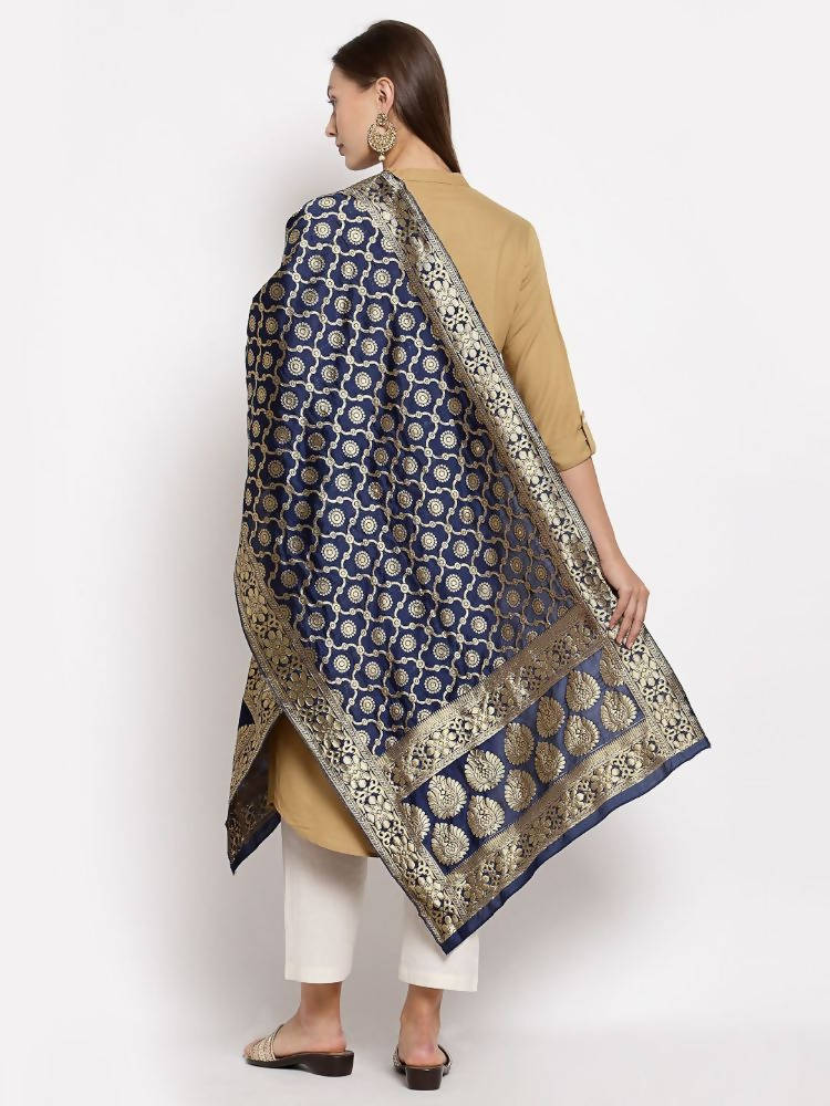 Myshka Women's Black Silk Print Casual Dupatta | Grab2Buy