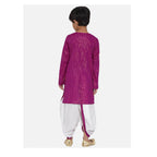 Little Bansi Boys Golden Striped Kurta and Dhoti - Purple and Cream | Grab2Buy