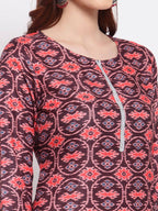 Myshka Women's Multi Printed Pashmeena Full Sleeve Round Neck Casual Winter Kurta | Grab2Buy