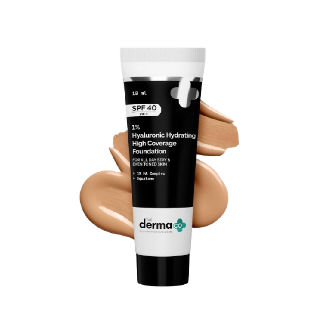 The Derma Co 1% Hyaluronic Hydrating High Coverage Foundation With SPF 40 PA+++ - 03 Natural - Limited Time Offer | Grab2Buy