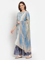 Myshka Women's Multi Printed Cotton Blend 3/4 Sleeve Round Neck Casual Kurta Palazzo Dupatta Set | Grab2Buy