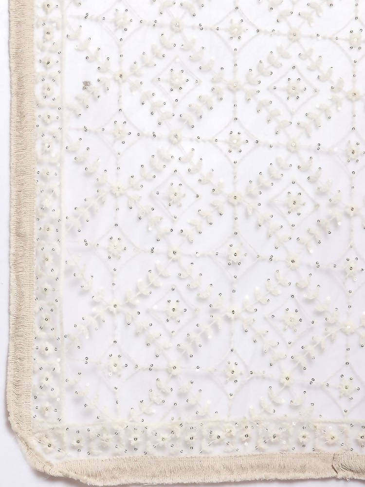 Myshka Women's White Net Solid Casual Dupatta | Grab2Buy