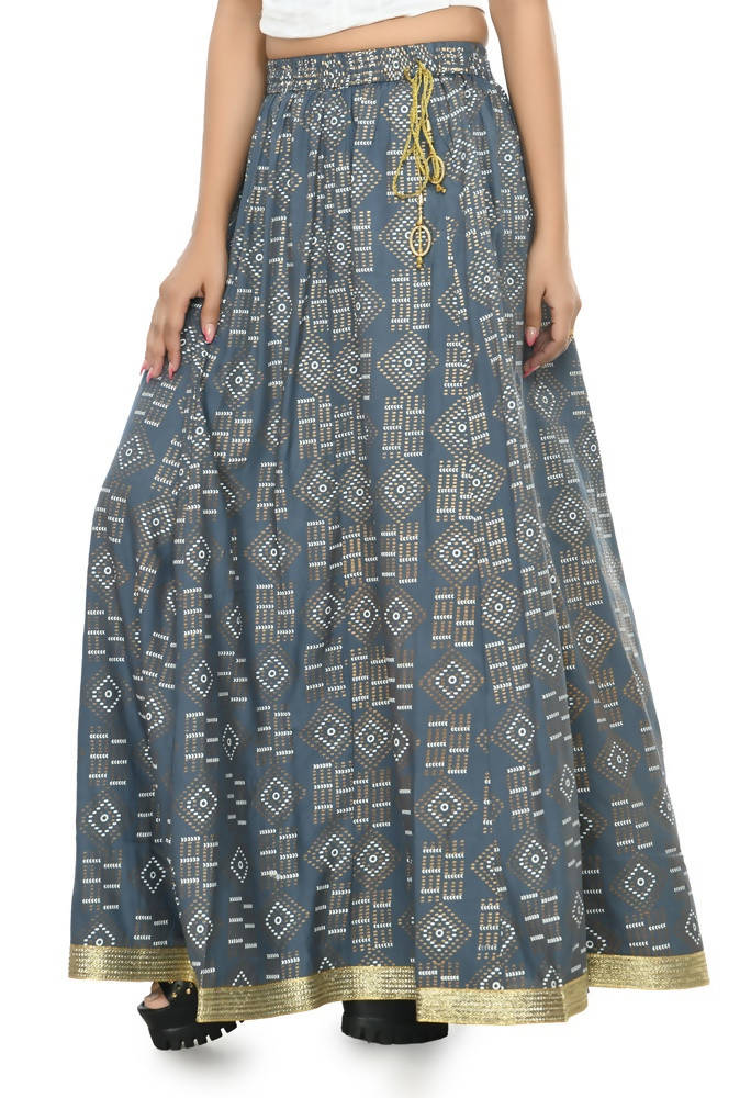 Mominos Fashion Moeza Cotton Grey Printed Lehenga (Lancha) | Grab2Buy