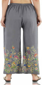 Mominos Fashion Grey Floral Design Palazzo | Grab2Buy
