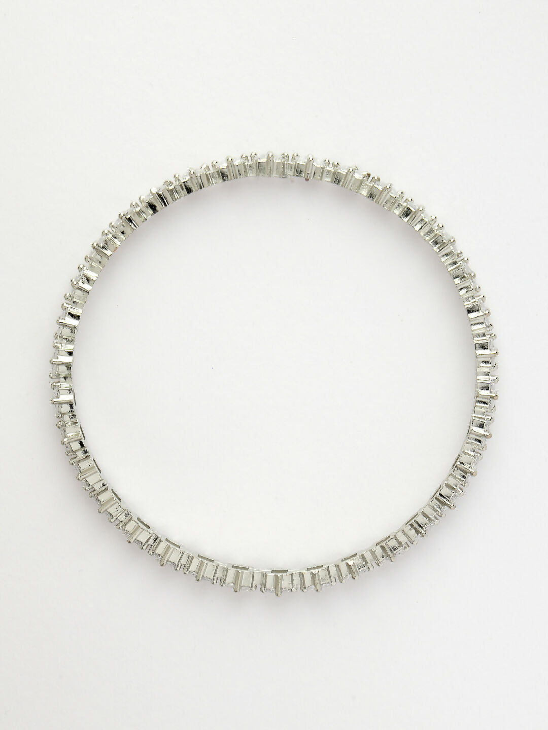 NVR Women's Set of 4 Silver-Plated CZ Stone-Studded Handcrafted Bangles | Grab2Buy